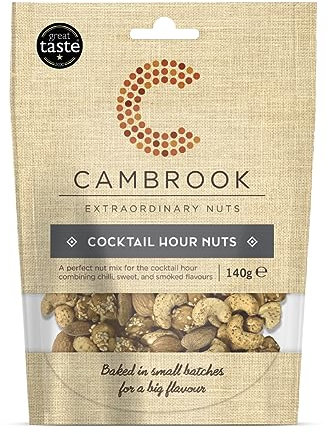 Cambrook - Cocktail Hour Nuts, Spicy, Smoky, & Caramelised Mixed Nuts, 140g Bag