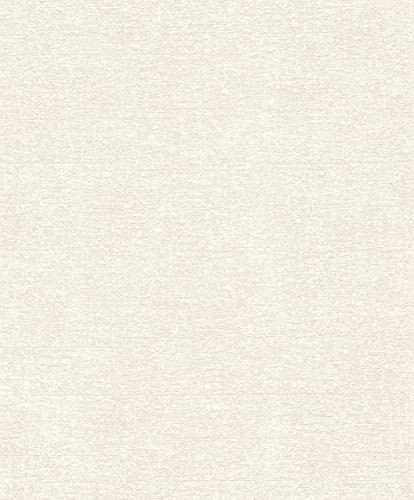 Rasch Tapete 507812 - Helle Vliestapete in Creme-Weiß mit feiner Struktur - 10,05m x 0,53m (LxB)