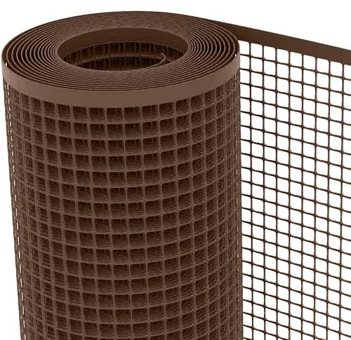 TENAX Filet en Plastique Quadra 20 Marron 1,00x5 m, Filet de Protection Multi-Usages pour Balcons, Terrasses, Portails et Clôtures