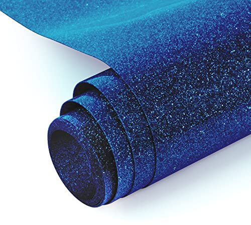 NANAPLUMS Glitzer Plotterfolie Textil - Heat Transfer Vinyl Transferfolie Plotter Flexfolie für Textilien Transferfolie zum Aufbügeln für DIY T-Shirt, Stoffe(Saphir)