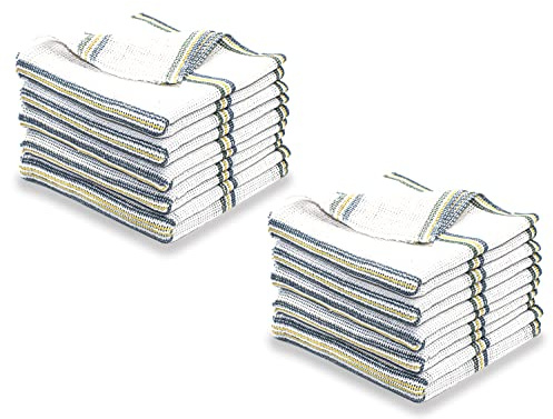 Linen Home Dish Cloth for Washing Up Pack of 20-100% Cotton Absorbent Lint Free Dishcloth for Kitchen (38cm x 35cm), Reusable Cleaning Duster Cloth for House Kitchen.