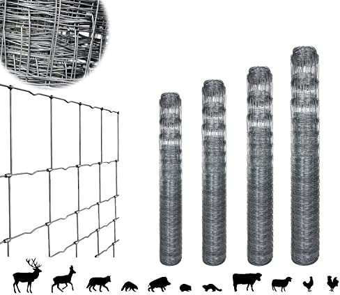50m ROYSSON Wildzaun verzinkt 27 größen forstzaun gartenzaun drahtzaun knotengeflecht Tierzaun für Tiere, Nutztiere (80/6/15 x 50m)