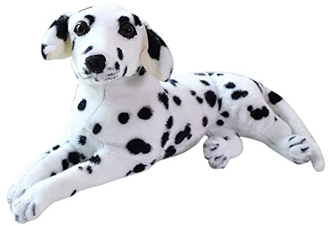 Plüschtier Dalmatiner 30CM Plüschhund Liegend Hunde Kuscheltier für Kinder,30cm Stofftier Hund Lebensecht Weiß Schwarz Dalmatiner Tier Plüsch Puppe Hund Kissen Plüschtier Spielzeug für Jungen Mädchen