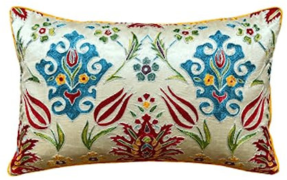 Ana Khel Coussin Double Soie Ikat BRODÉ - 40x60
