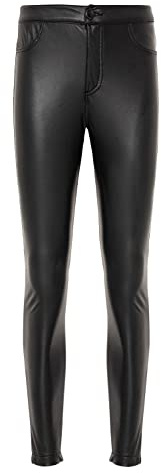 Cipo & Baxx Damen Hose Leggings Röhrenhose Leder-Optik Jeggings Freizeithose WD495 Schwarz W30