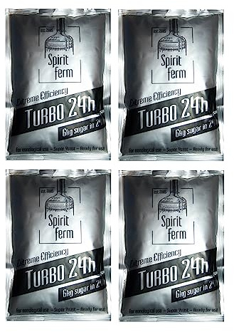 4 x Turbohefe - Turbo 24h 195g, Hefe für Zucker- oder Fruchtgärung, Turbo Hefe, Hefe für Maische, Hefe für die Gärung, Wodka-Hefe