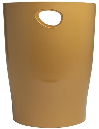 Exacompta - Ref. 45329D – Set mit 8 Papierkörben, NeoDeco Mülleimer mit Griffen – Volumen 15 Liter – Maße 26,3 x 26,3 x 33,5 cm – für Büro oder Zuhause – Farbe Gold Kupfer