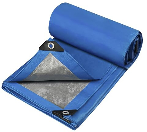 Lona Impermeable para Exterior, Multiusos, 4 x 5 m (Varios Tamaños), Esquinas Reforzadas, Ojales de Aluminio, Color Azul, TBS032