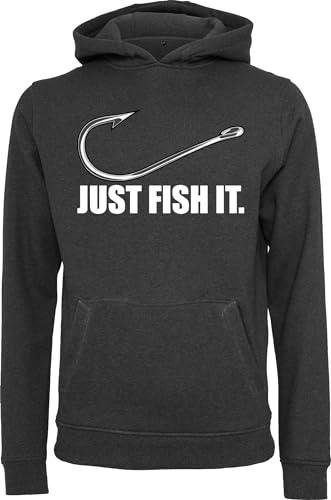 Baddery Angler Hoodie Herren - „Fish It“ (Charcoal XL) | Kapuzenpullover für Angler und Hobbyangler