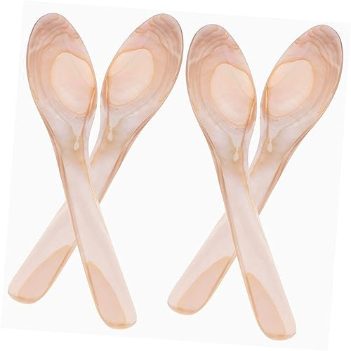 ABOOFAN Cucharas De Concha Natural 9 Cm Para Café y Postres, Juego De 4 Piezas, Cucharas Polarizadas Antioxidantes Para Hogar y Restaurante