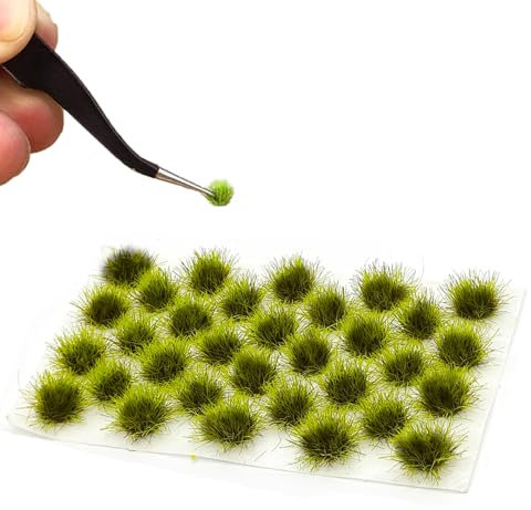 RHQFDM 32 Plantes Modélisme Herbe Touffes d'herbe Statique Modélisme Miniature Décoration Touffes d'herbe Statique pour DIY Chemin de Fer Paysage Pelouse Artificielle Miniature Herbe Décoration