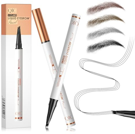 Augenbrauenstift, Wasserfester Augenbrauen-Stift, Wischfest Flüssiger Augenbrauenstifte,3D-Microblading-Augenbrauenstift,Natürliches Make-up,für Männer und Frauen (Grau)