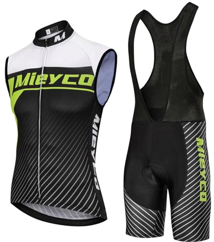 Conjunto Ropa Ciclismo Hombre Maillot Bici MTB Verano Traje de Ciclista | Chaleco Ciclo Sin Mangas y Culotte Tirantes con 19D Gel Acolchado,Completa de Bicicleta Transpirable Secado Ráido