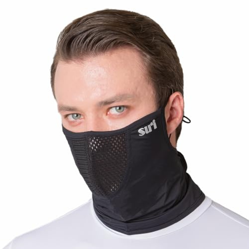 SUIGOLF KOREA UV Sun Protection Balaclava Half Face Mask - For Hiking, Running, Cycling & Outdoor Sports (Type B) (US, Alpha, Medium, B-6 Black)