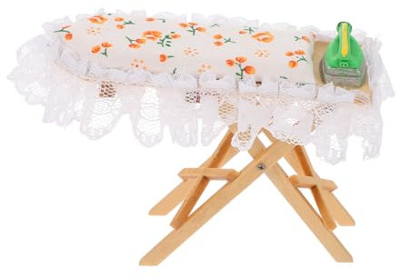 Garneck Mesa De Planchar Casa De Muñecas Pequeña Tabla De Planchar Mesa De Planchar para Casa De Muñecas Tabla De Planchar En Miniatura Modelo De Mesa De Planchar De Madera