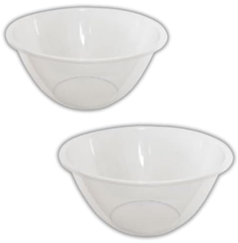 citystores® 2X 25cm 4L Mixing Bowl Plastic Clear Cooking Baking Food Preparation Large Durable Kitchen Bowls for Easy Mixing & Serving Dishwasher Safe BPA Free
