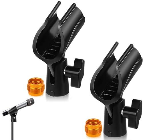 2 Pièces Support pour Clip de Microphone Support De Support De Pince De Micro avec Adaptateur à vis Microphone 5/8 à 3/8 pour Microphone Idéal Pour les Conférences, Podcasts, Conférences