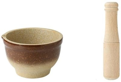 GLigeT Mortai e pestelli Set di Mortaio e pestello Addensato in Ceramica ad Alta Temperatura, smerigliatrice Commerciale for Erbe, Ciotola for Pillole for Farmacia Set Mortaio e Pestello(Bruin)