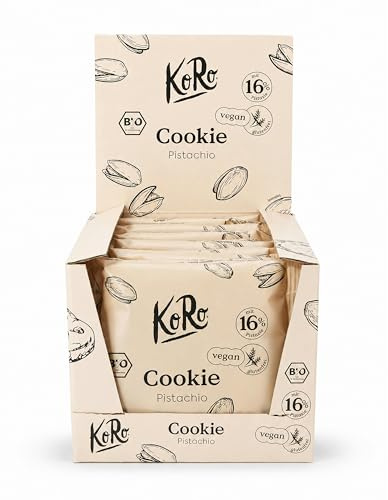 KoRo - Biscotto al pistacchio bio | 12 x 50 g - senza glutine e vegan - con cioccolato bianco, anacardi e pistacchi - qualità bio