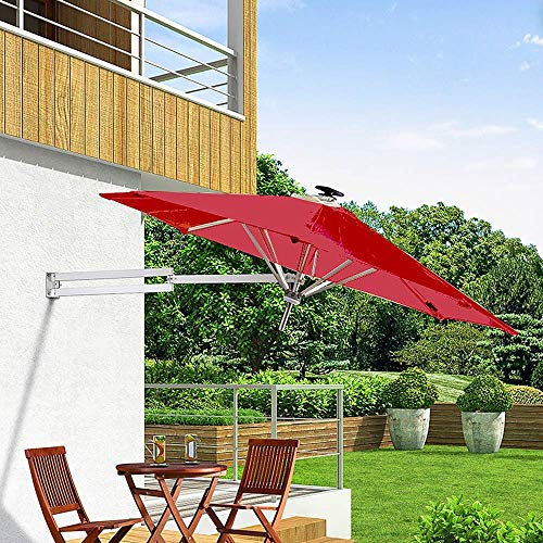 HUIBBGO Garden Parasol Umbrella Parasol Wall Mounted Cantilever, Aluminium,Solar Led,Polyester Cloth,Folding, Telescopic,Outdoor Recreation Umbrella,Courtyard/Garden/Terrace