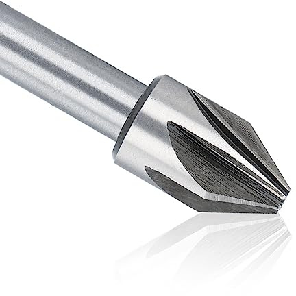 Dunxiles Broca avellanadora de Mango Recto de Acero de Alta Velocidad de 1 Pieza, Cuchillo de Biselado, Broca avellanada de 60/90 Grados, Herramienta de perforación de Biselado de Metal, 12 x 90°