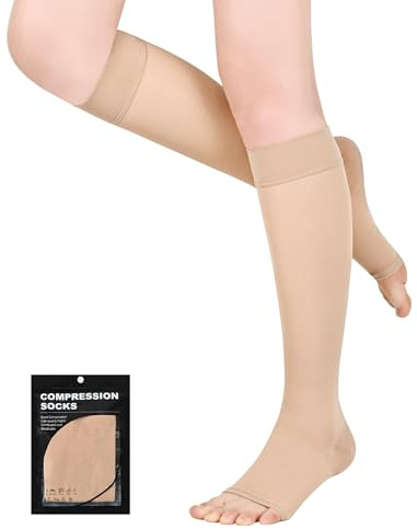 Evolyline Kompressionsstrümpfe Damen Herren 15-20 mmHg Klasse 1, Waden Offene Zehe Stützstrümpfe Kompressionssocken Thrombosestrümpfe Abgestufte Unterstützung ödeme