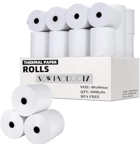 80 x 80 mm Till Rolls BPA Free Thermal Receipt Paper (200 Rolls) for PDQ Credit Card Machines, POS, Cash Register Great for Small Business Premium Quality White