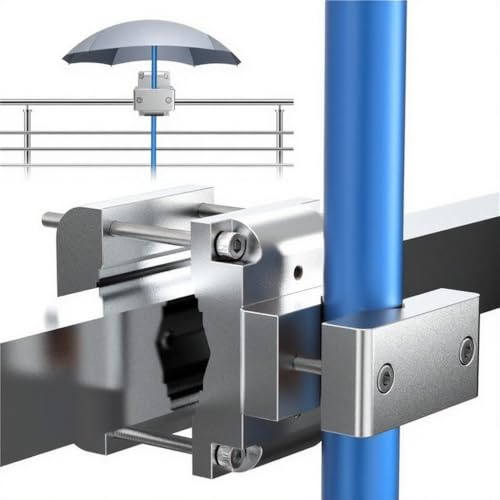 4smile Sonnenschirmhalter Balkongeländer SunnyRock, Silber | Extra-starke Aluminium Sonnenschirm Halterung Balkon, Universelle Schirmhalterung Balkongeländer ersetzt Sonnenschirmständer