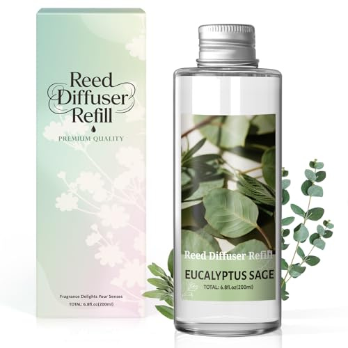SCENTORINI Eukalyptus rumsdoftspridare 200 ml eterisk oljepåfyllning, luftrenare för hemmet hållbar doft för hem, badrum och rumsdekoration