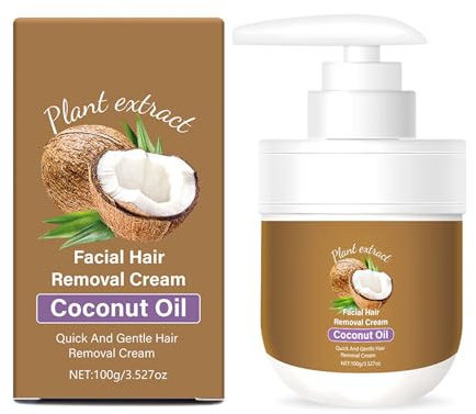 Facial Depilatory Cream,Coconut Facial Hair Removal Cream for Women for Upper Lip and Chin for Women for Sensitive Skin, Gentle and Non-irritating 3.52 FL.OZ