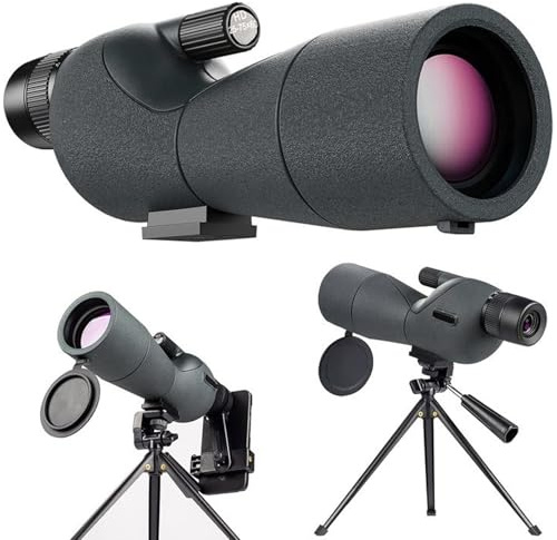 Spektiv Vogelbeobachtung 25-75x60, HD Spektiv Sportschützen mit Stativ und Telefonadapter, BAK4 Prisma, FMC Objektiv Spektiv, für Zielschießen, Bogenschießen, Vogelbeobachtung, Mond (Schwarz)