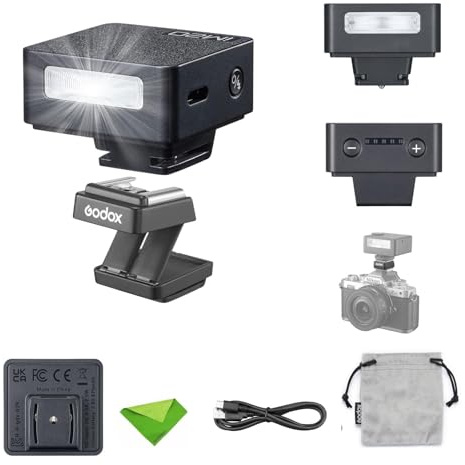 Godox iM20 Mini Flash+Hot Shoe Riser for Canon, Sony, Fuji, Nikon, Panasonic Olympus Pentax, 3s Recycle Time, Approx.440 Flash Times, Flash for Sony ZV1, NOT for Sony ZV-1F (Black)