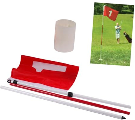 HANABASS Golf Flagpole 5 Section Flag Stick with Hole Cup for Putting Green Outdoor Sports Backyard Garden Training