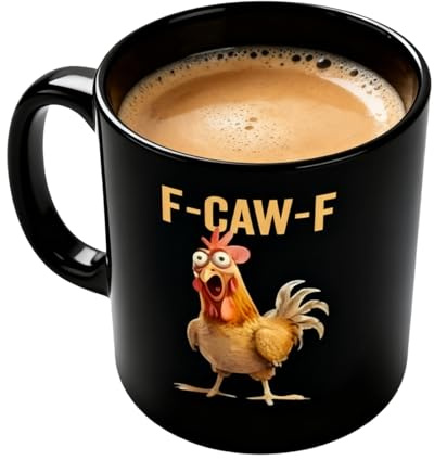F-Caw-F Lustige Hühner Tasse 9.5 * 8 Cm | Hahnentassen | Kaffeetasse Mit Henkel | Tier-Keramiktasse | Für Frauen, Mütter, Damen, Bauernhof, Küche, Frühstück, Morgen, Tierliebhaber