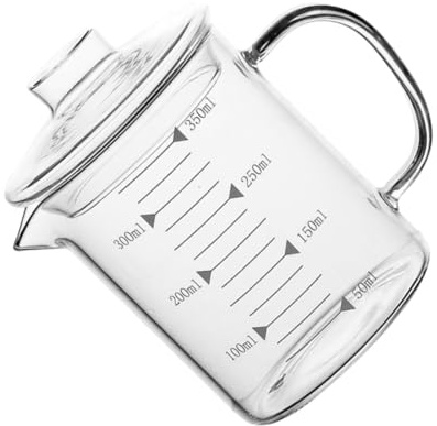 DOITOOL Tasse à Mesurer en Verre Borosilicaté 350 Ml Épais Transparent avec Couvercle Pichet Doseur la Cuisine Micro-ondes Usage Domestique
