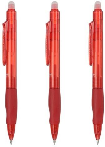 PATIKIL 3Pcs Erasable Gel Pens, 0.5mm Retractable Marking Pen, Red Ink | Heat Erasable Fine Point Smooth Writing Fabric Markers for Sewing Drawing Writing Planner