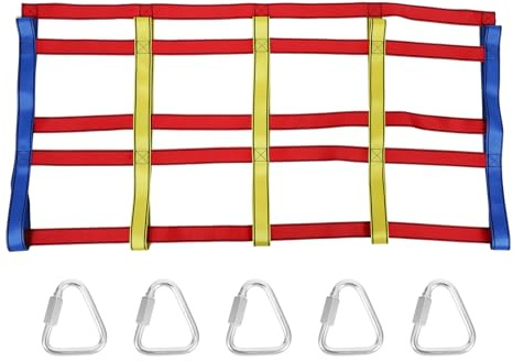 TOPBATHY Filet d'escalade Coloré pour Garçon et Filles 5 Cases en Corde Résistante Léger, Jeu D'extérieur pour Développement Physique et Coordination Motrice