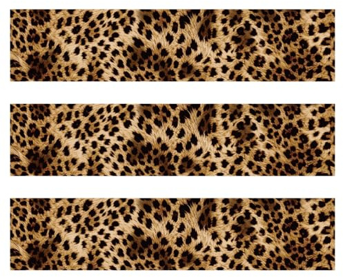 3pz Strisce Bordo Torta Commestibile Stampa Leopardo, 28x6,2cm Marrone Nero Carta Riso Motivo Ghepardo Decorazioni Pre-Tagliate Fianco Torta per Festa Compleanno Donne