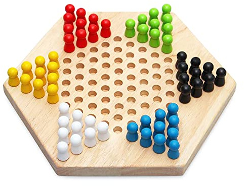 TIKATARER Ensemble de Jeu de Dames Chinois Portable, Damier en Bois d'hévéa, Jeu de Dames coloré avec Plaisir en Famille, Idéal pour l'entraînement Cérébral des Enfants et des Adultes