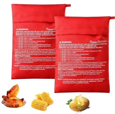 BOBOZHONG 2 Pièces Sac Pomme de Terre Micro Ondes,Poche Cuisson Pomme de Terre,Sachet Cuisson Four Réutilisable,Sac de Cuisson Micro-Ondes pour Pommes de Terre- Lavable et Réutilisable