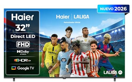 Haier K85 Full HD 32 H32K85GFX, Smart TV con Google TV, Chromecast, Dolby Audio, HDR10, Bluetooth 5.1, USB 2.0 x 2, DBX TV, HDMI 2.1 x 4 [2026]
