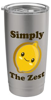 Simply The Zest Carino Adorabile Kawaii Lemon Food Pun Bicchiere termico in acciaio inox doppia parete