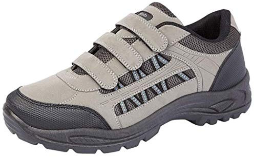 Dek Ascend Herren-Trekkingschuhe / Trailschuhe mit drei Klettverschlüssen, Grau - grau / schwarz - Größe: 43