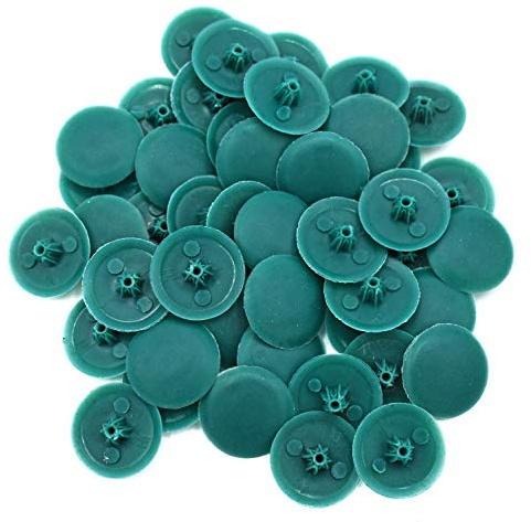 Snap-On Bifix Cover Caps to Use with Phillips Ph2 & Pozidrive Pz2 Pozi Screws - Pack of 50 Biffix Covers : Teal Green