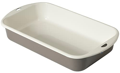 H&H Pirofila Smalto Vintage Rettangolare 30X18 Utensili da Cucina, Écru