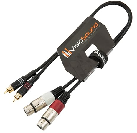 Twin Instrumentenkabel 2 x XLR 3-Polig Weiblich auf 2 x Cinch Stecker (RCA) / Audio Signalkabel 0.5m