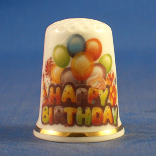 Birchcroft Porzellan-Fingerhut, zum Sammeln, mit Aufschrift Happy Birthday