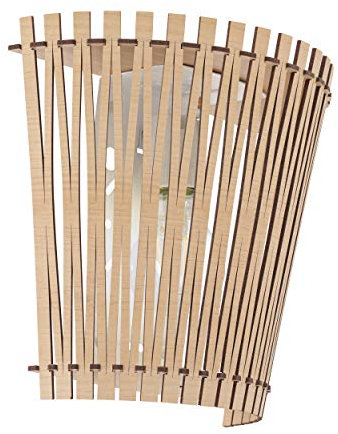 Eglo Applique Murale Sendero, 1 Ampoule Murale, Vintage, Naturel, Boho, Applique Murale Intérieure en Acier et Bois, Lampe de Salon, Lampe de Couloir en Nickel Mat, Érable, Douille E27