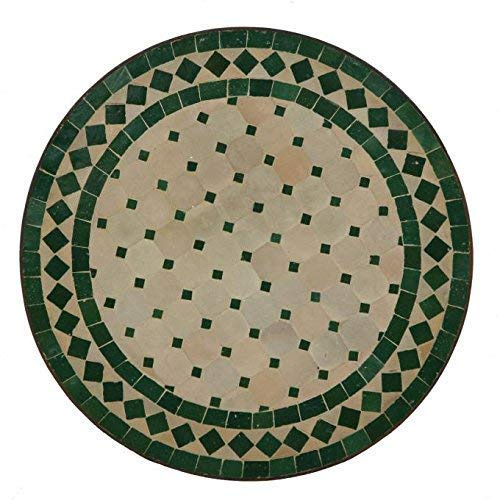 Casa Moro Beistelltisch Mosaiktisch rund – Outdoor Tisch für Garten Terrasse Balkon Wohnzimmer – Tisch mit Mosaik und Eisengestell – Grün-Terracotta