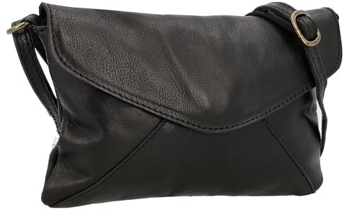 Gusti Leder Umhängetasche – Karisma Vintage Handtasche aus Büffelleder in Schwarz, kompakt mit Magnetverschluss, für Alltag und besondere Anlässe